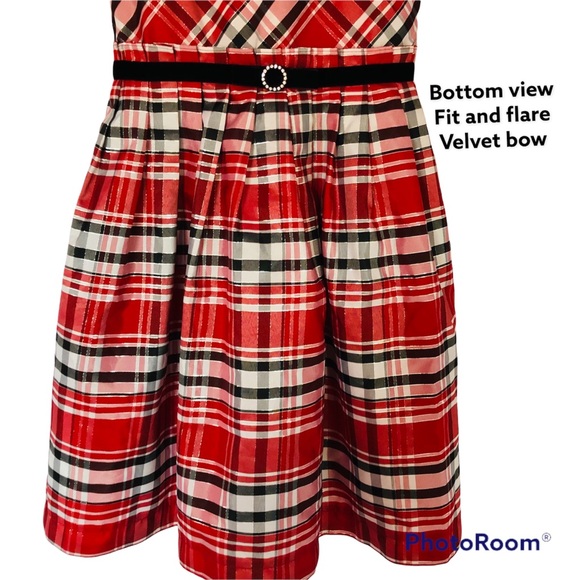 Jona Michelle Girls red black plaid a line dress sleeveless Girls size 7 - Picture 3 of 13